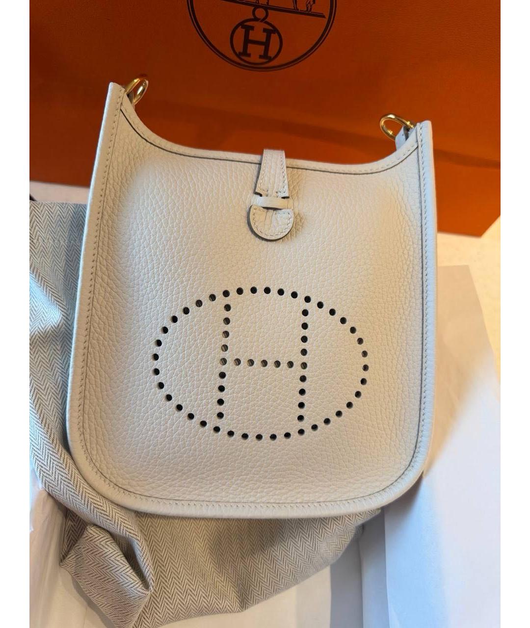HERMES Белая кожаная сумка через плечо, фото 8
