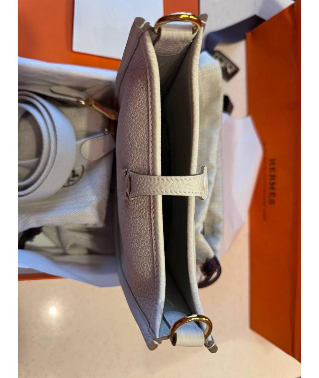 HERMES Белая кожаная сумка через плечо, фото 4