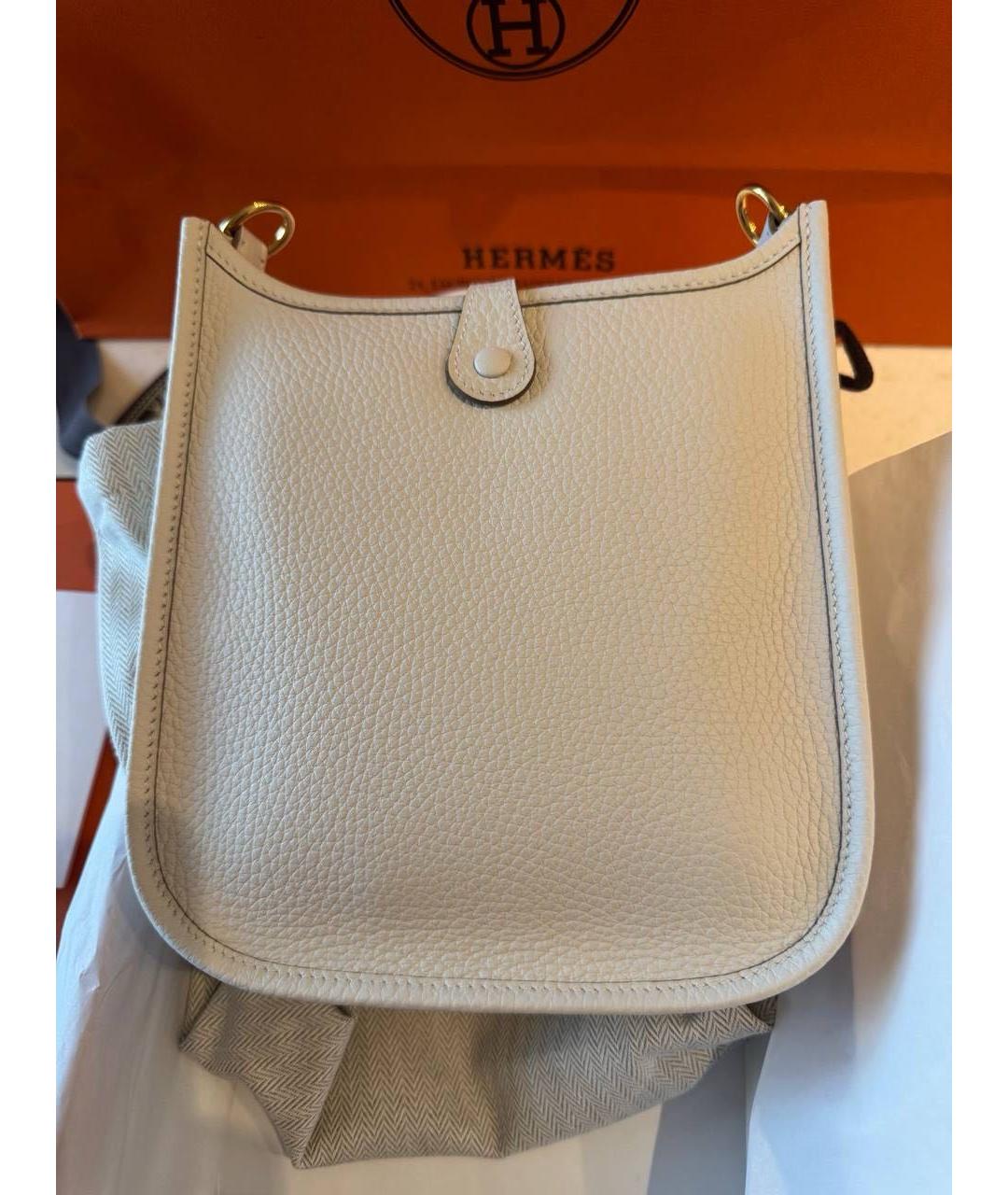 HERMES Белая кожаная сумка через плечо, фото 3