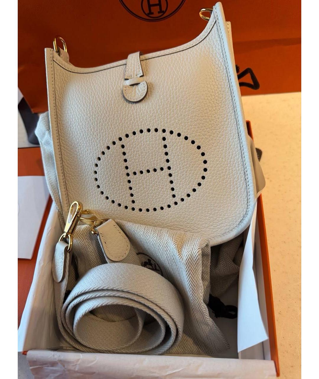 HERMES Белая кожаная сумка через плечо, фото 2