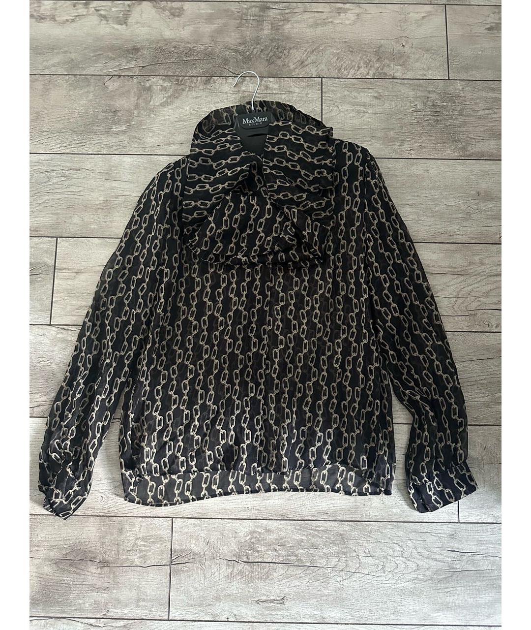 MAX MARA STUDIO Темно-синяя шелковая блузы, фото 2