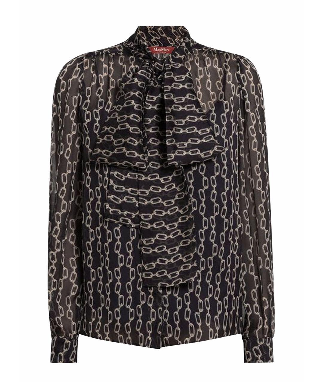 MAX MARA STUDIO Темно-синяя шелковая блузы, фото 1