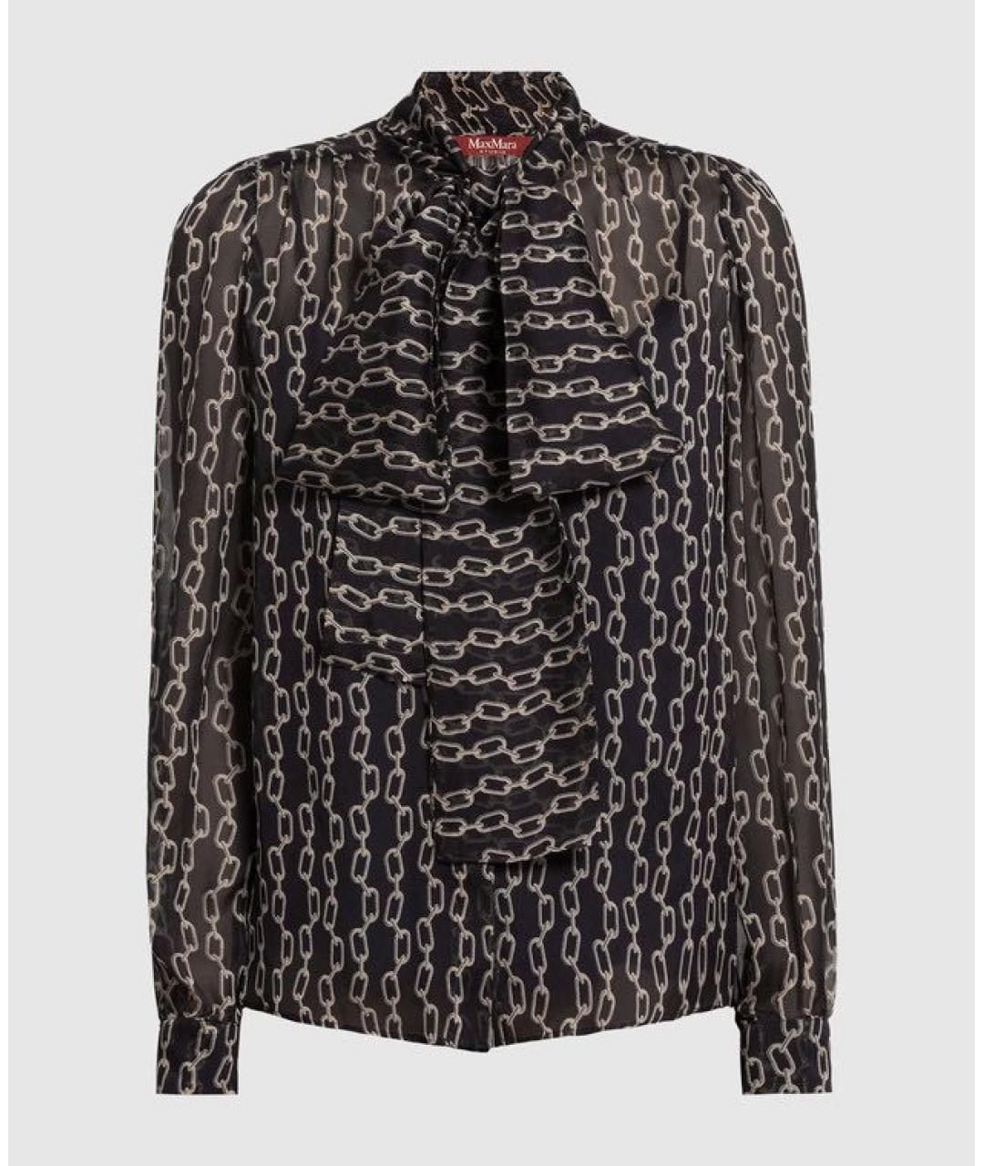 MAX MARA STUDIO Темно-синяя шелковая блузы, фото 6