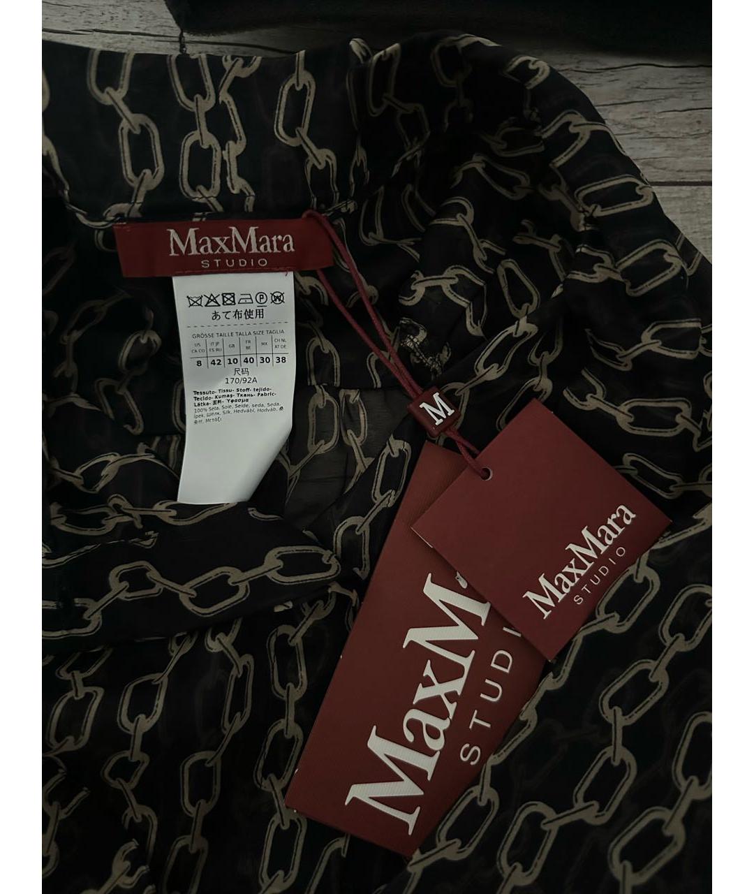 MAX MARA STUDIO Темно-синяя шелковая блузы, фото 4