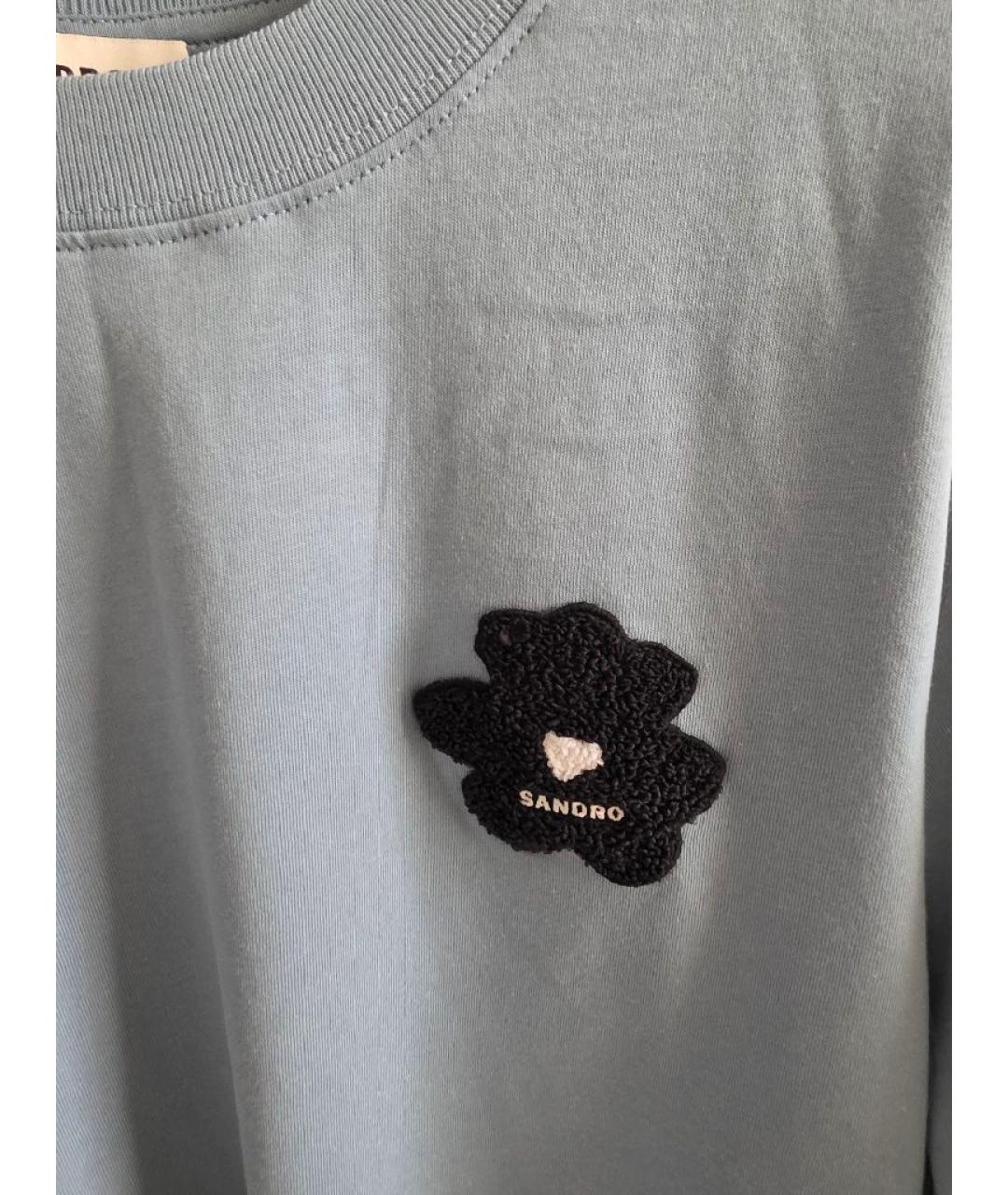 SANDRO Голубая хлопковая футболка, фото 4