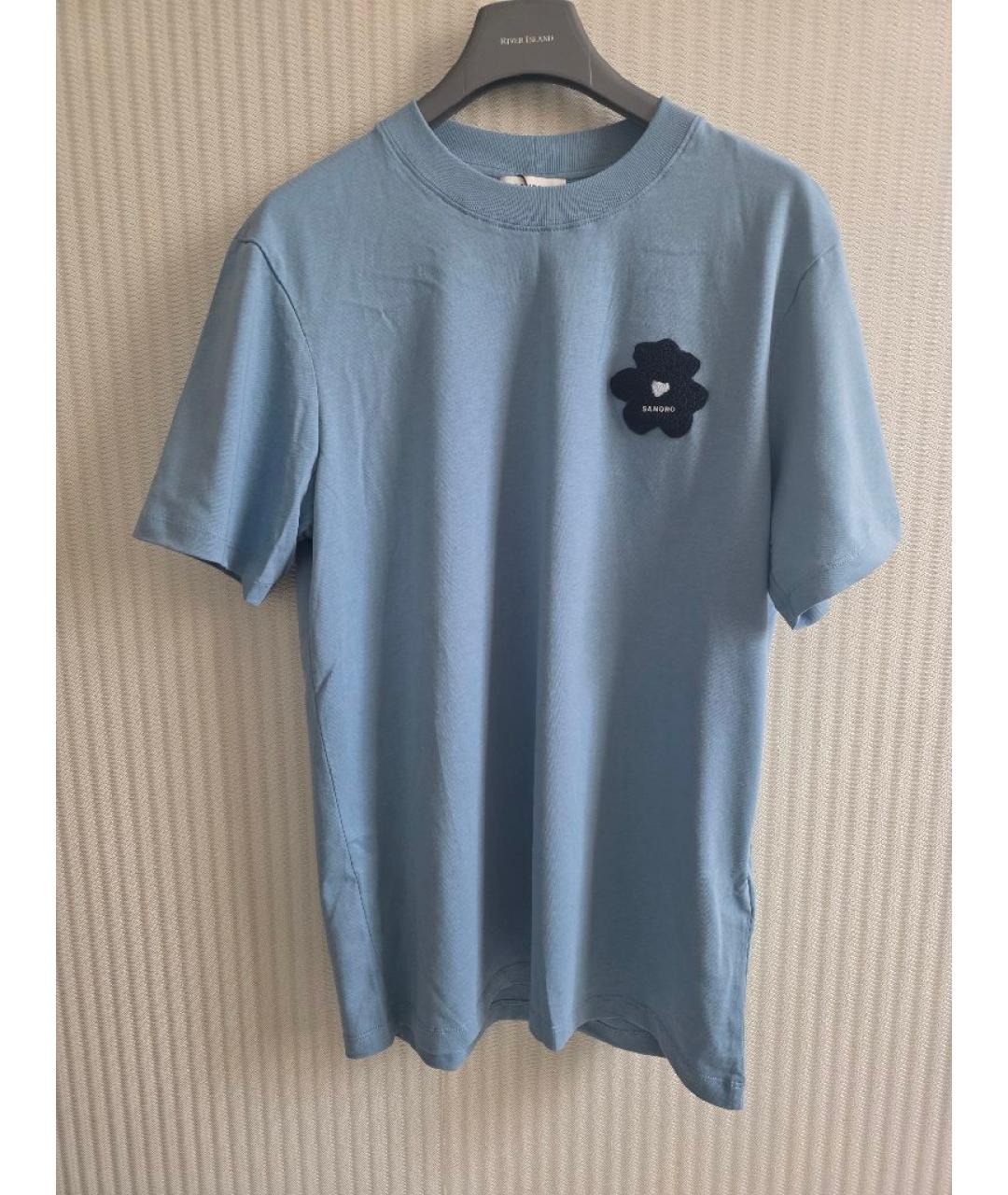 SANDRO Голубая хлопковая футболка, фото 7