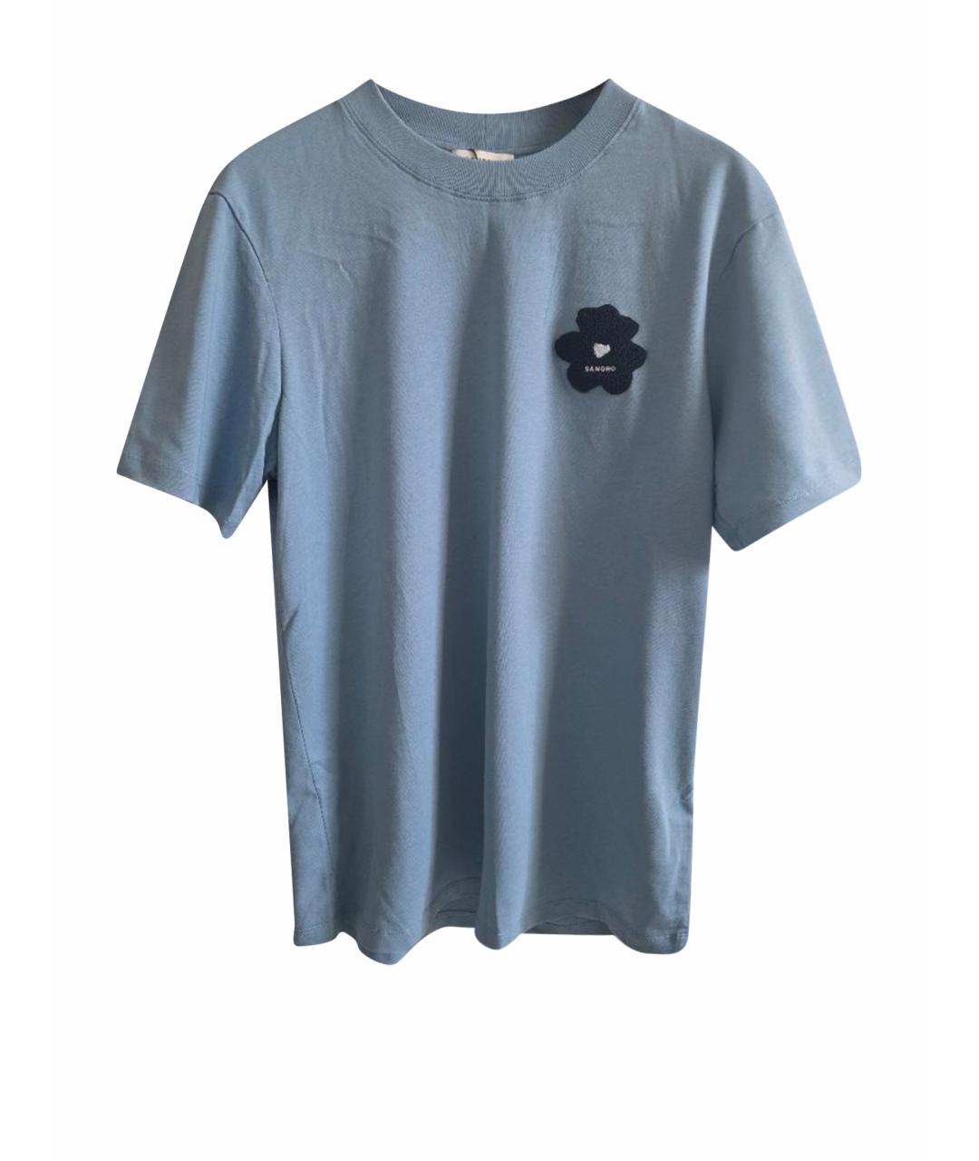 SANDRO Голубая хлопковая футболка, фото 1