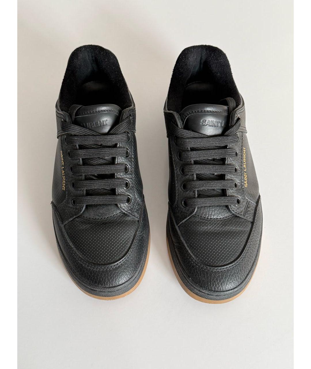 SAINT LAURENT Черные кожаные кеды, фото 2