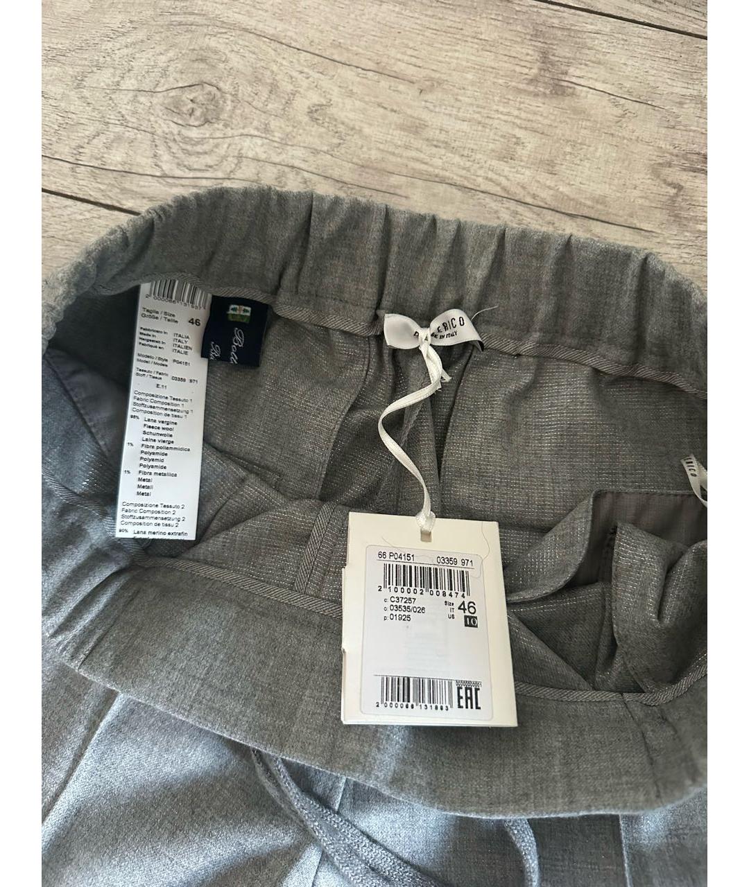 PESERICO Серые шерстяные прямые брюки, фото 5