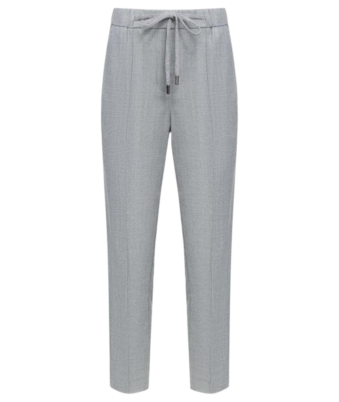 PESERICO Серые шерстяные прямые брюки, фото 1