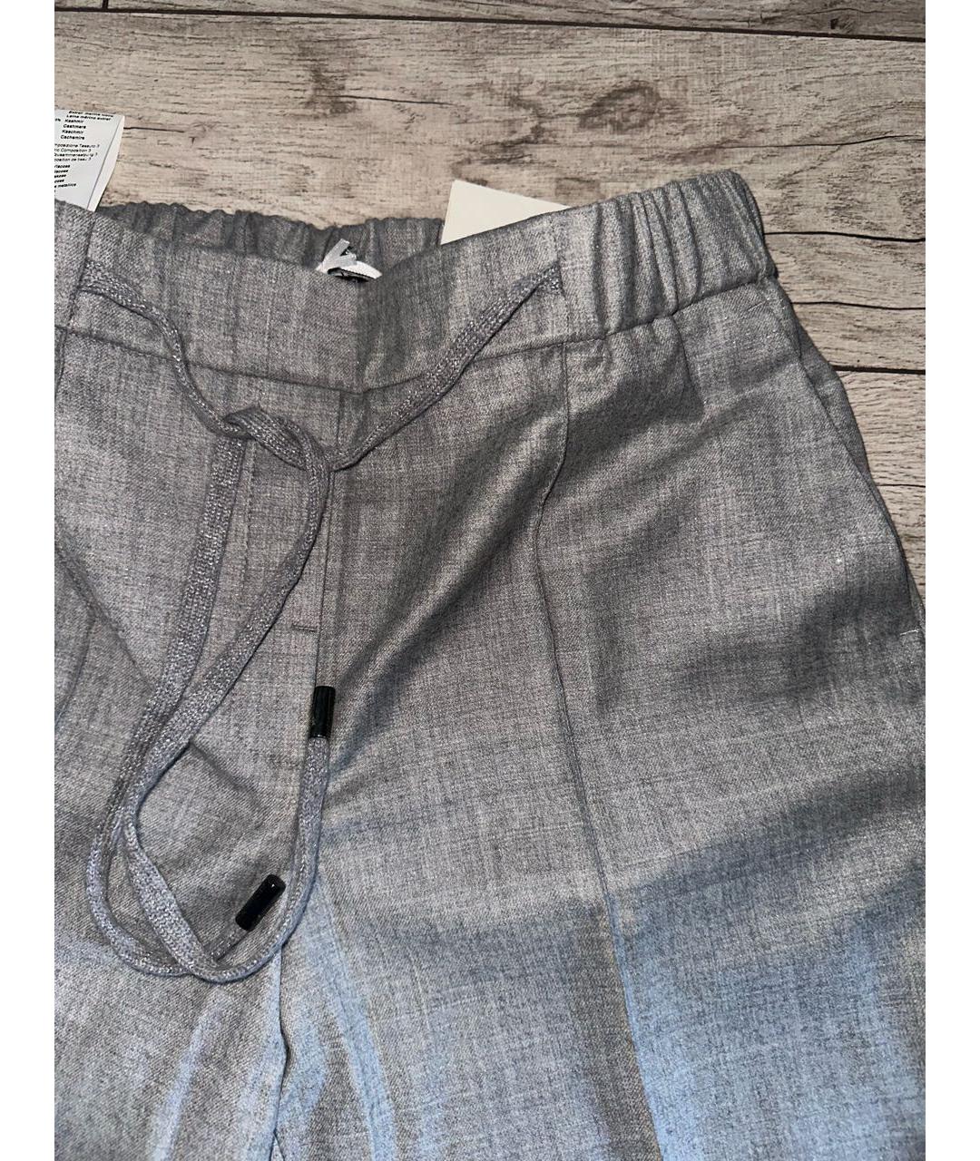 PESERICO Серые шерстяные прямые брюки, фото 5