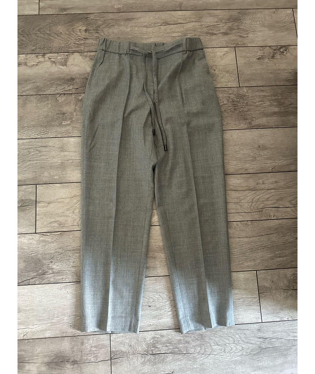 PESERICO Серые шерстяные прямые брюки, фото 4