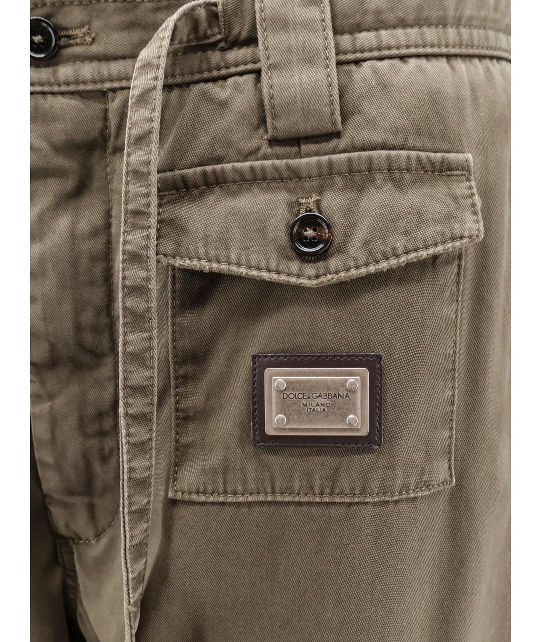 DOLCE&GABBANA Хаки хлопковые повседневные брюки, фото 3