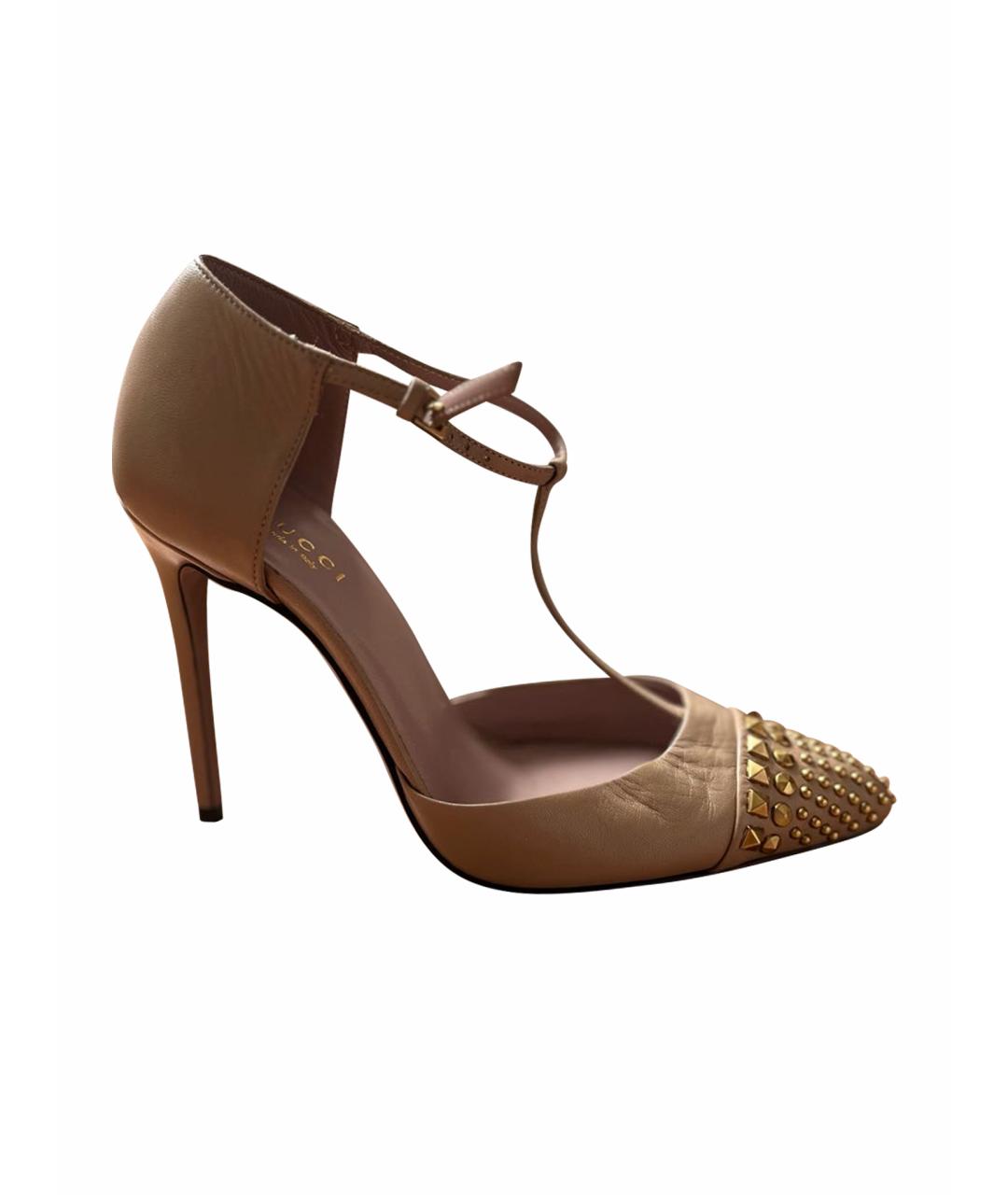 GUCCI Бежевые кожаные туфли, фото 1