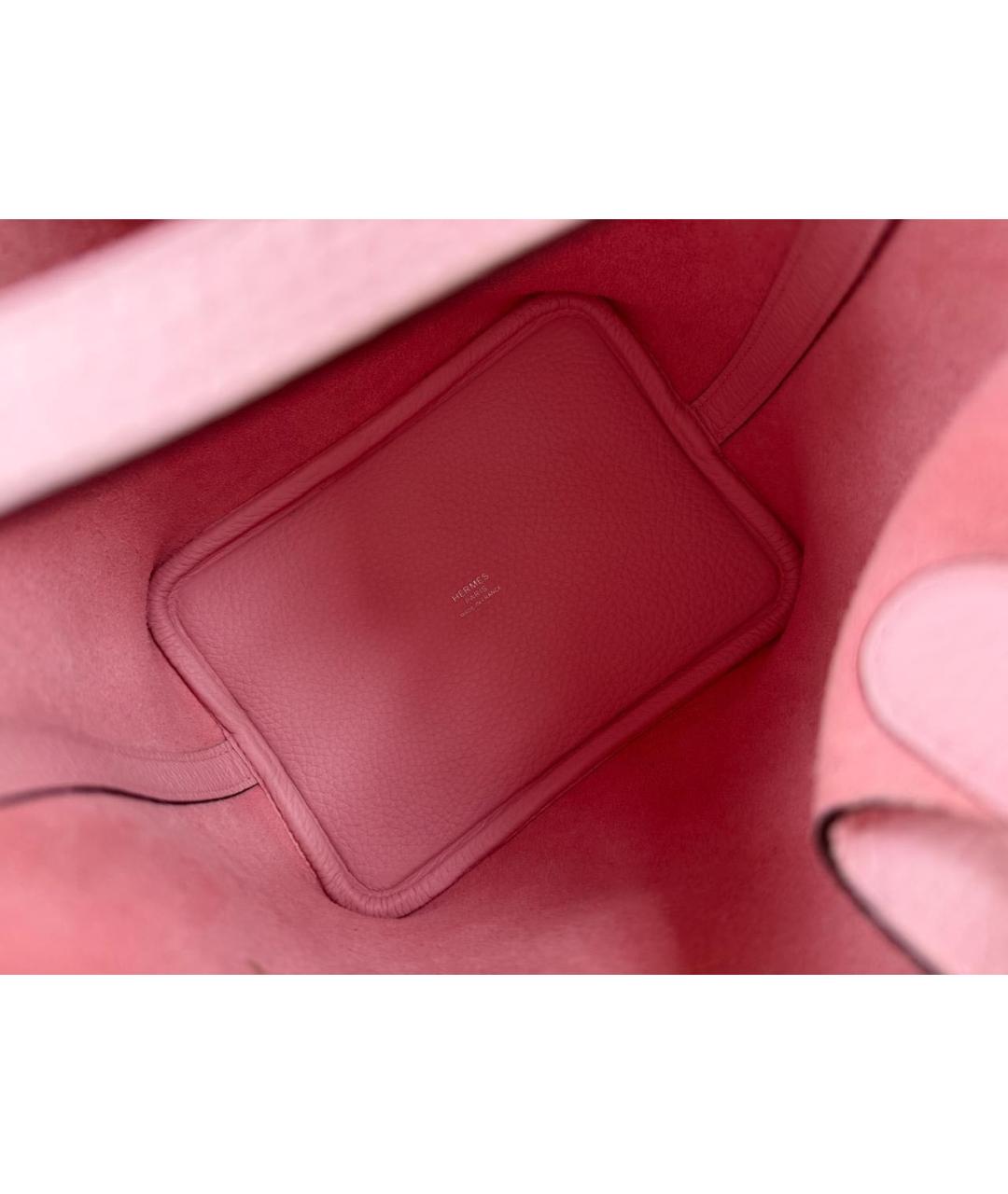 HERMES Розовая кожаная сумка с короткими ручками, фото 4
