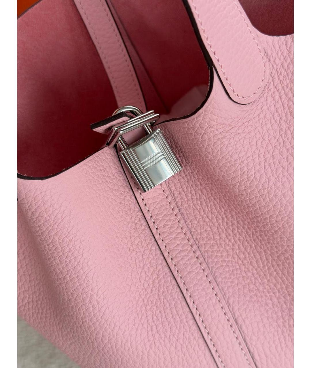 HERMES Розовая кожаная сумка с короткими ручками, фото 2