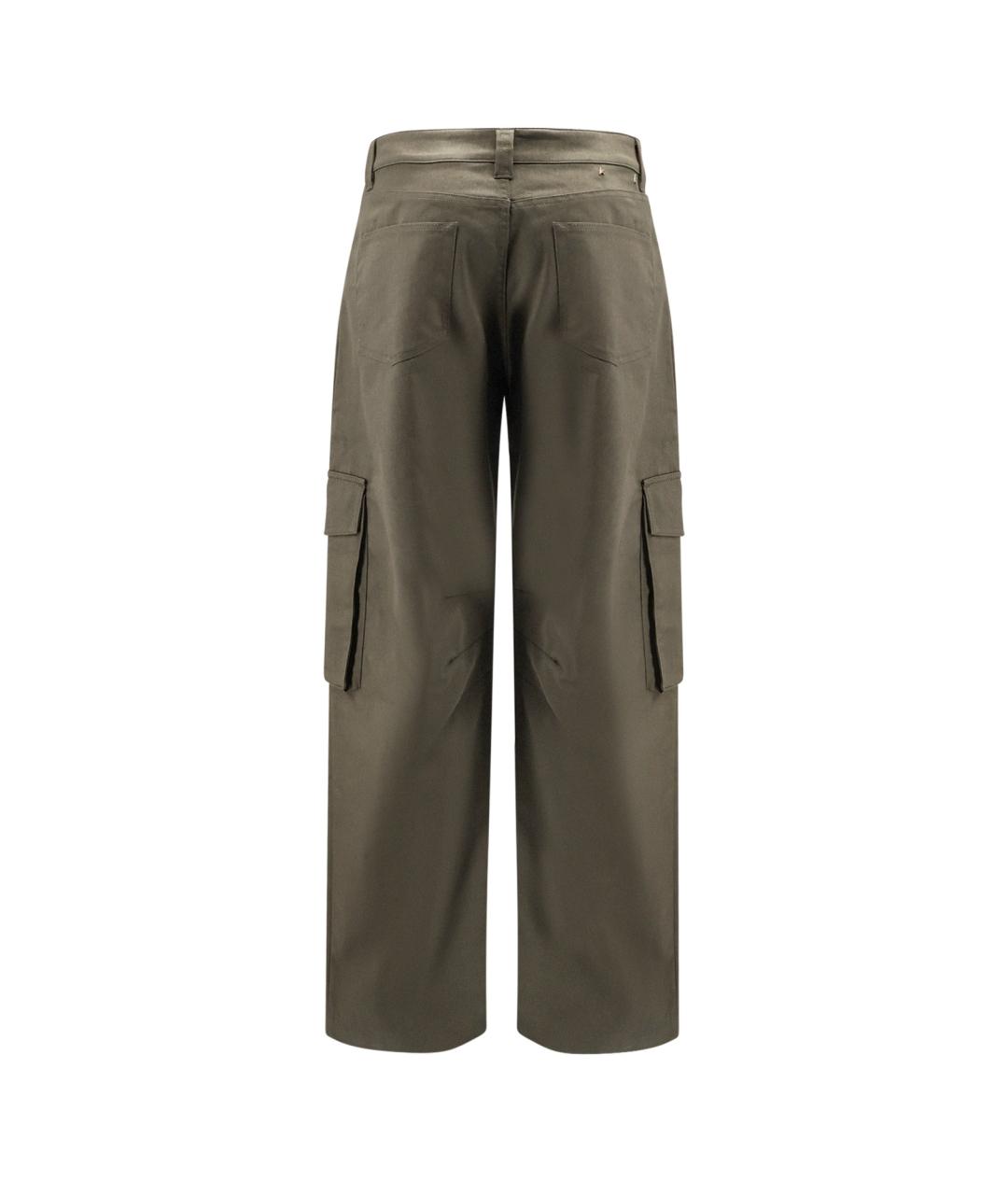 GOLDEN GOOSE DELUXE BRAND Зеленые хлопко-эластановые повседневные брюки, фото 2