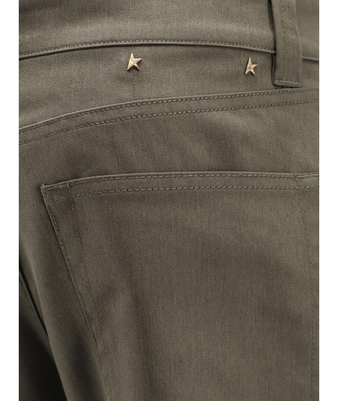 GOLDEN GOOSE DELUXE BRAND Зеленые хлопко-эластановые повседневные брюки, фото 3