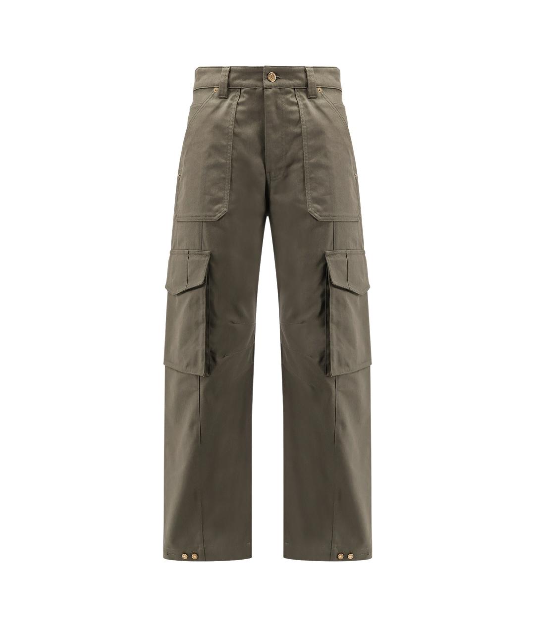 GOLDEN GOOSE DELUXE BRAND Зеленые хлопко-эластановые повседневные брюки, фото 1