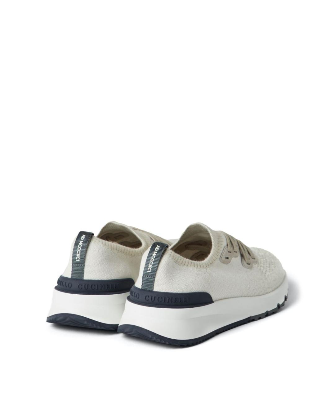 BRUNELLO CUCINELLI Белые текстильные низкие кроссовки / кеды, фото 2