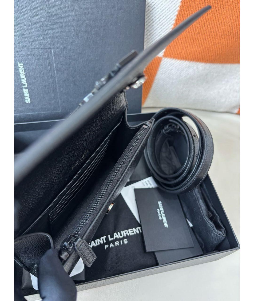 SAINT LAURENT Черная кожаная поясная сумка, фото 7
