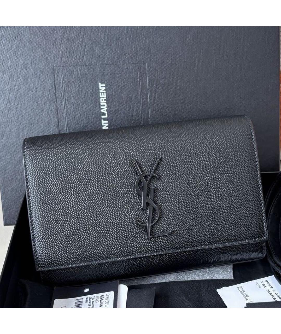 SAINT LAURENT Черная кожаная поясная сумка, фото 8