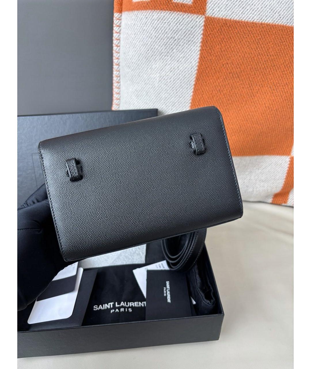 SAINT LAURENT Черная кожаная поясная сумка, фото 4