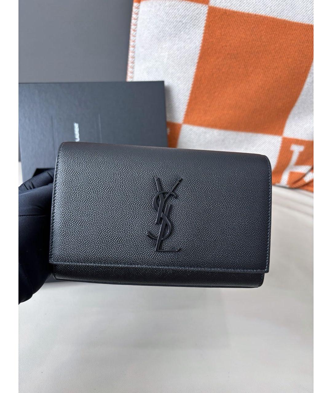 SAINT LAURENT Черная кожаная поясная сумка, фото 2