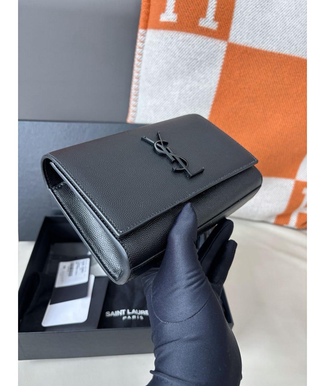 SAINT LAURENT Черная кожаная поясная сумка, фото 3