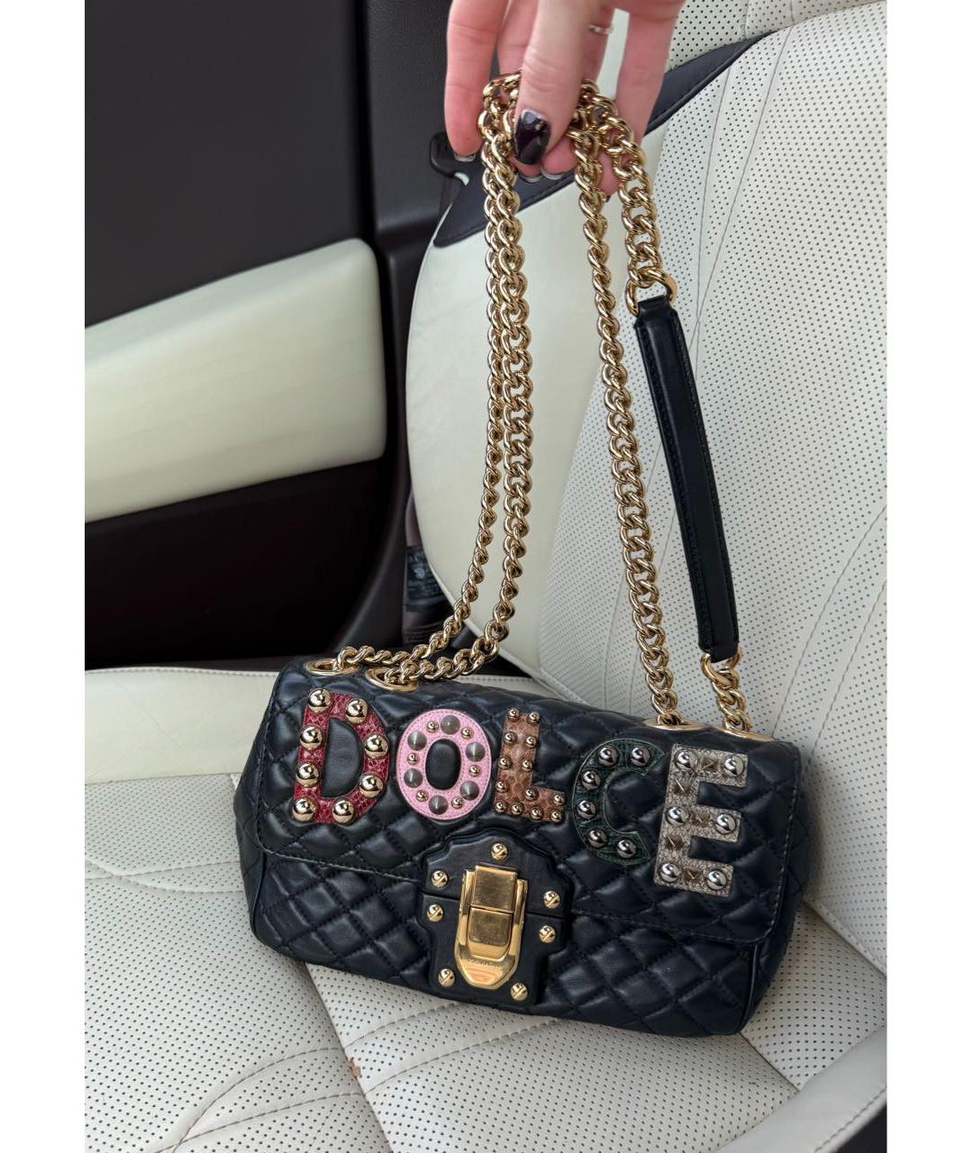 DOLCE&GABBANA Черная кожаная сумка через плечо, фото 9