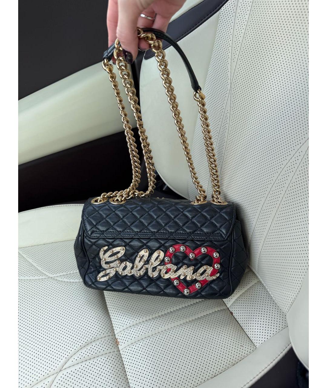 DOLCE&GABBANA Черная кожаная сумка через плечо, фото 3