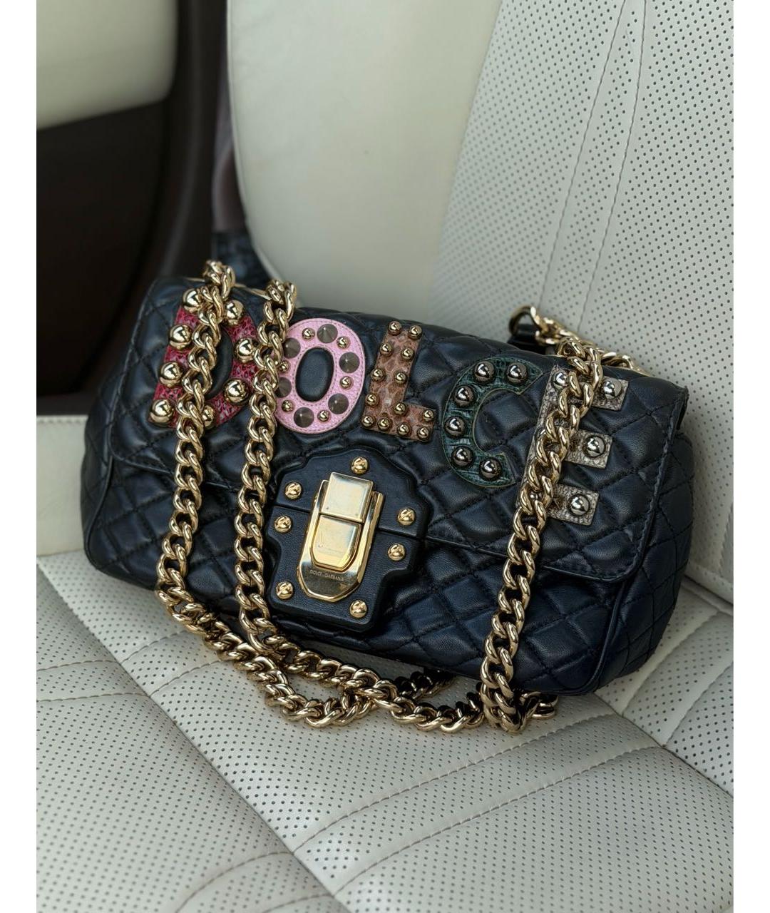 DOLCE&GABBANA Черная кожаная сумка через плечо, фото 2