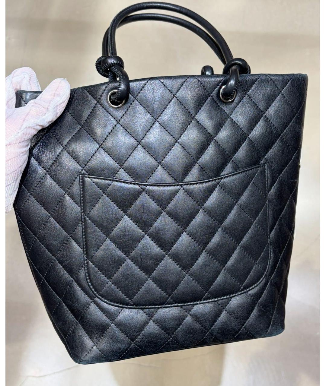 CHANEL Черная кожаная сумка тоут, фото 4