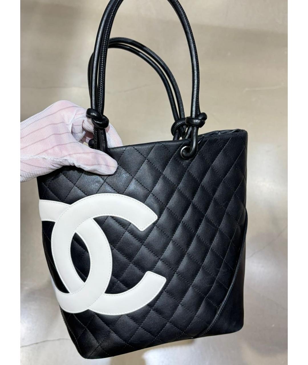 CHANEL Черная кожаная сумка тоут, фото 5