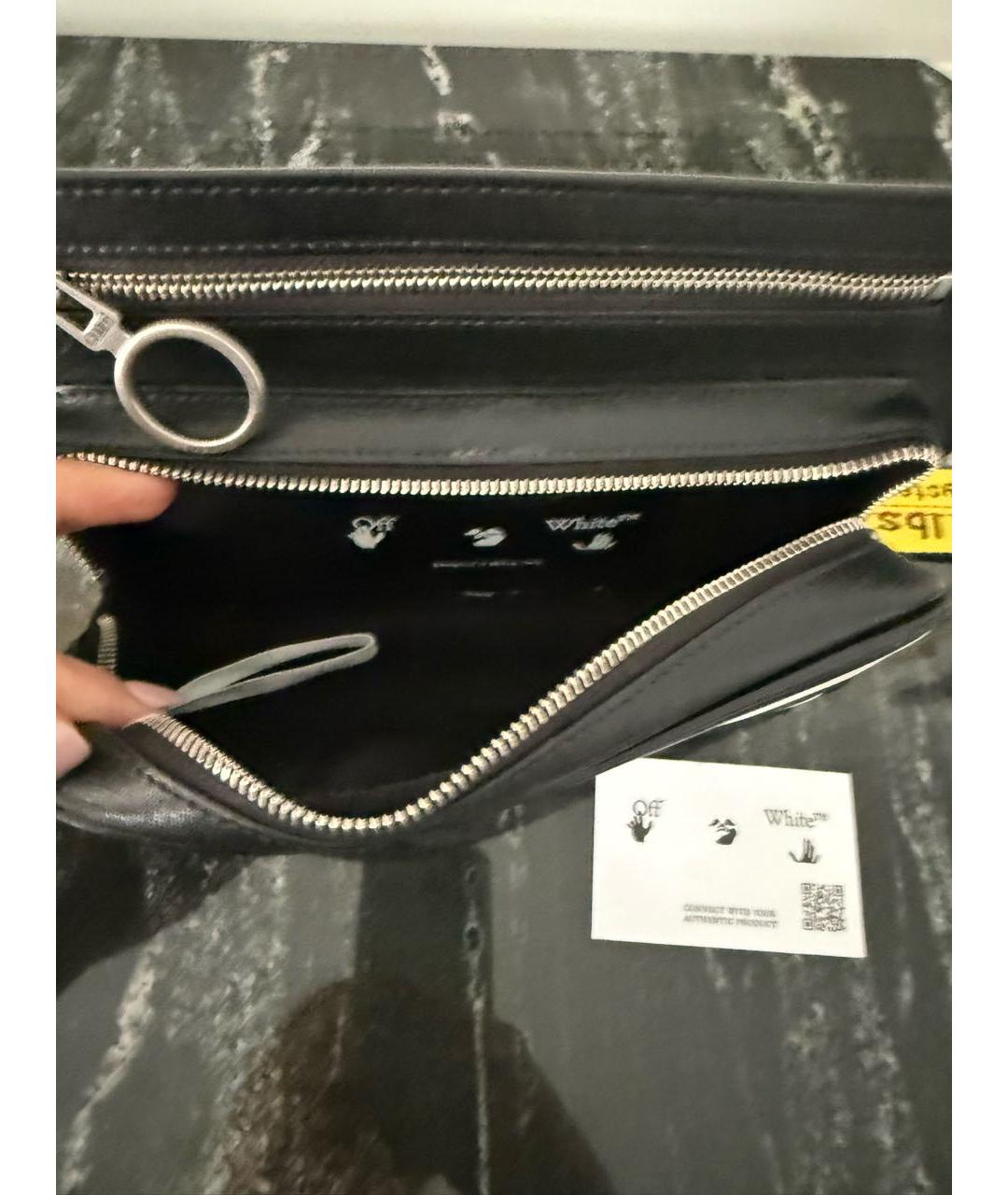 OFF-WHITE Черная кожаная сумка через плечо, фото 6