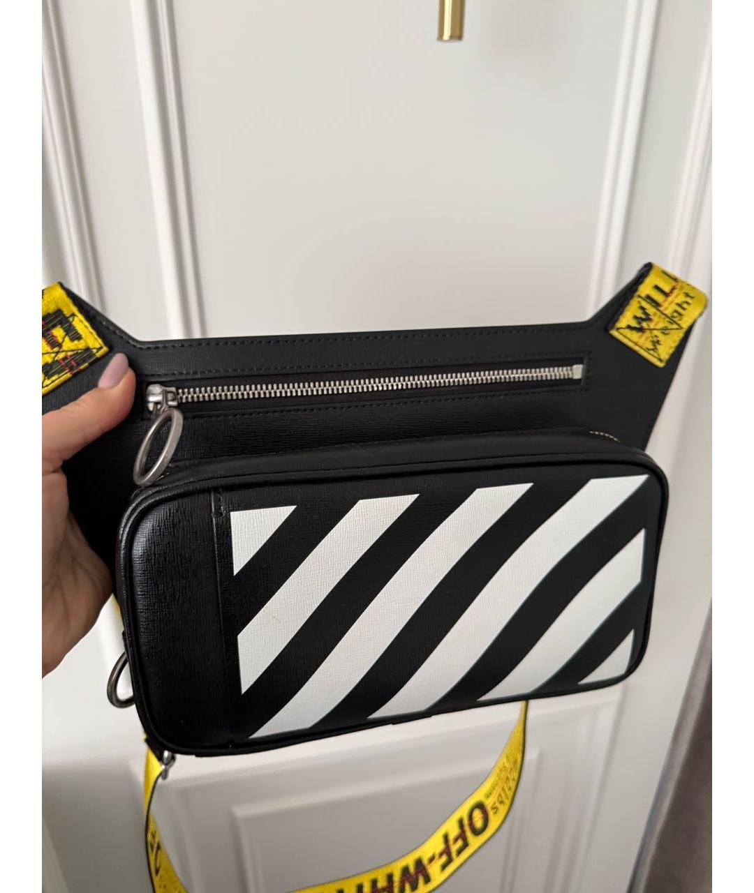 OFF-WHITE Черная кожаная сумка через плечо, фото 3