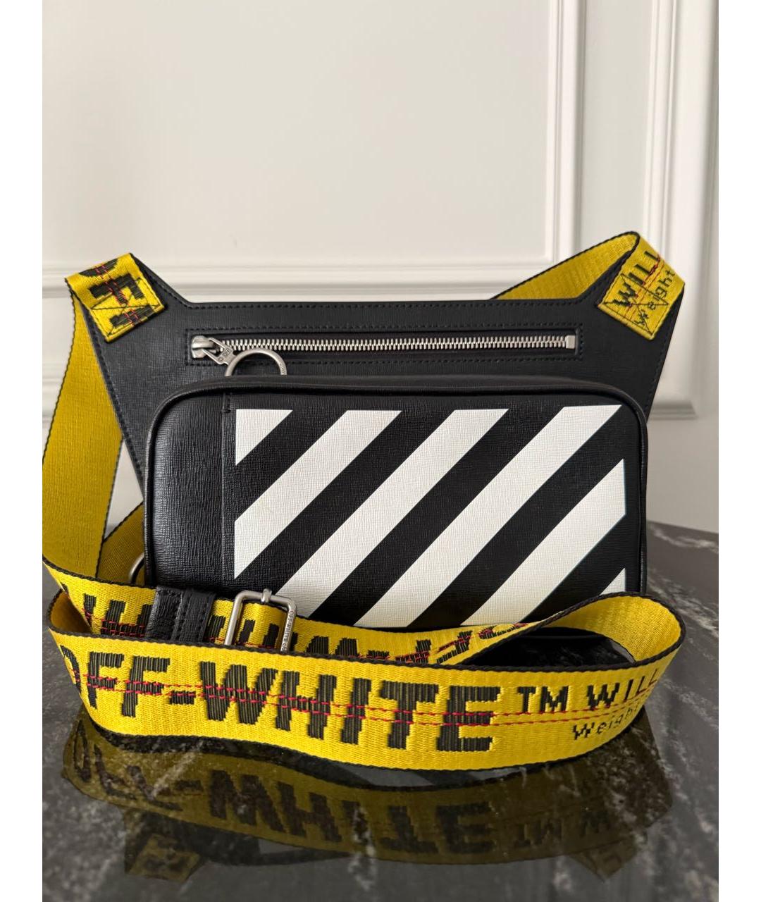 OFF-WHITE Черная кожаная сумка через плечо, фото 9