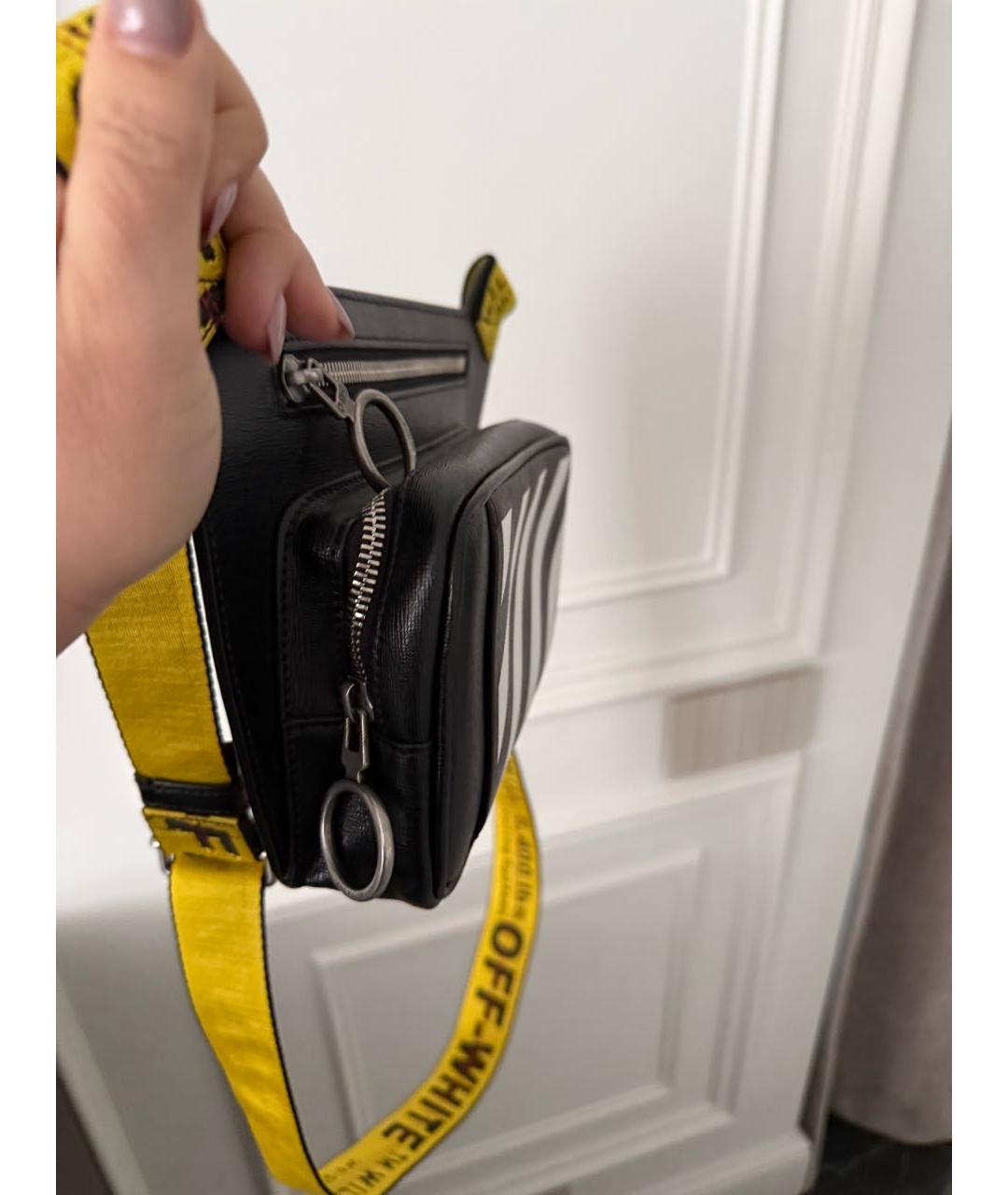 OFF-WHITE Черная кожаная сумка через плечо, фото 4