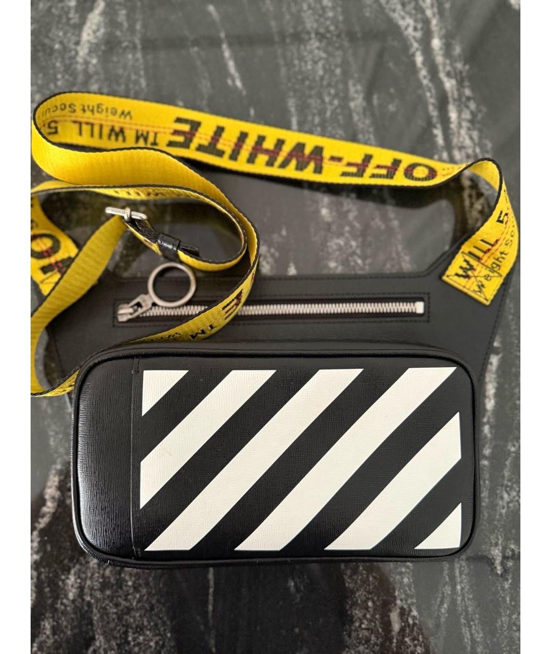 OFF-WHITE Черная кожаная сумка через плечо, фото 8