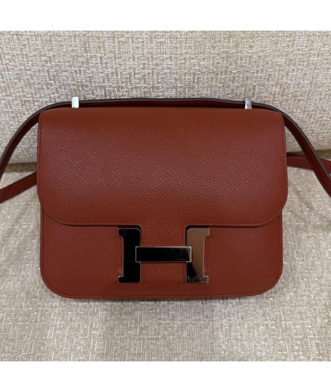 HERMES Бордовая кожаная сумка через плечо, фото 5