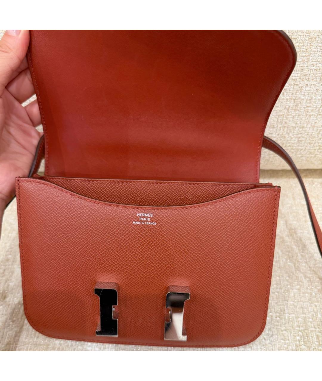 HERMES Бордовая кожаная сумка через плечо, фото 4