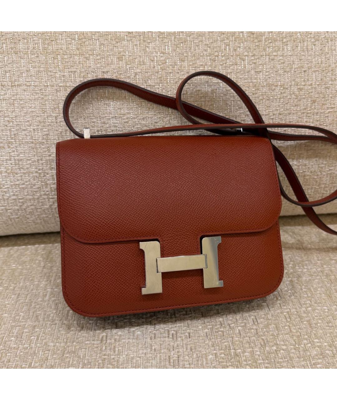 HERMES Бордовая кожаная сумка через плечо, фото 2