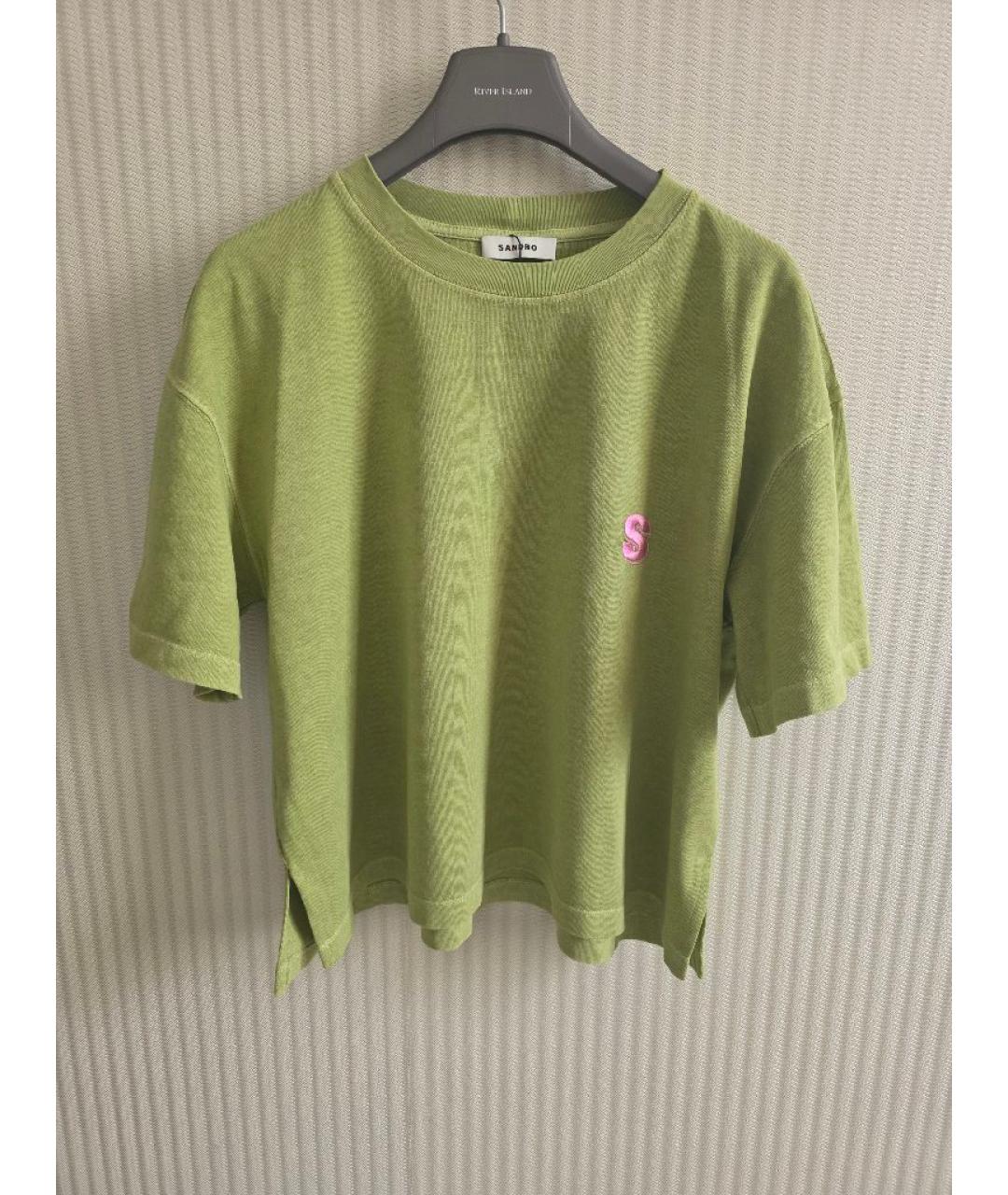 SANDRO Зеленая хлопковая футболка, фото 7