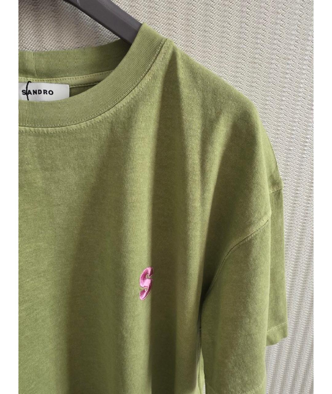 SANDRO Зеленая хлопковая футболка, фото 4