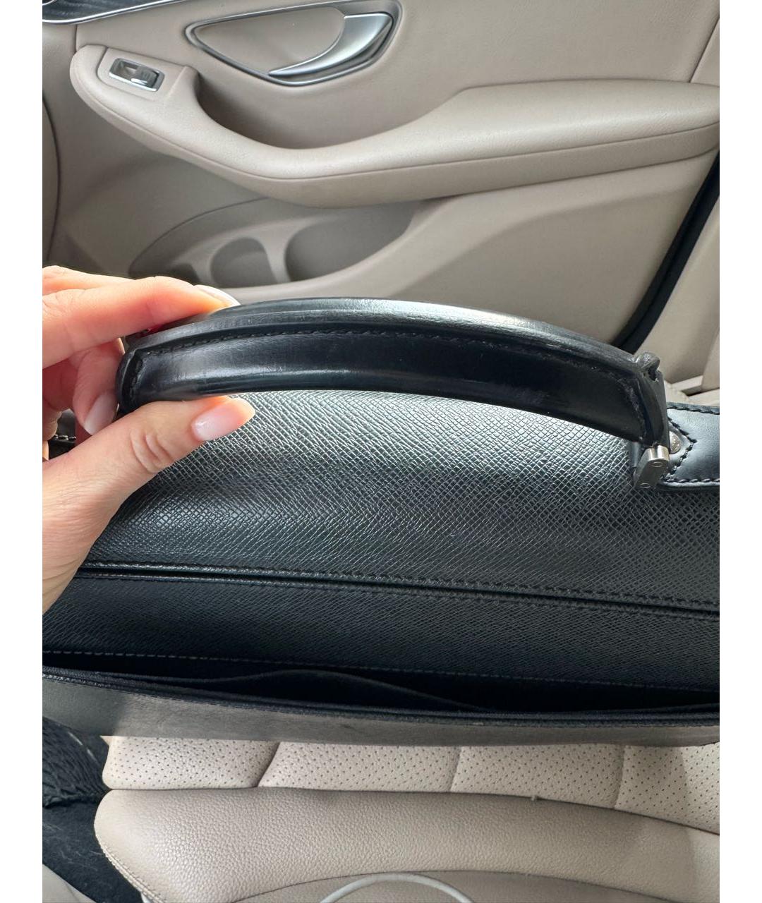 LOUIS VUITTON Черный кожаный портфель, фото 6