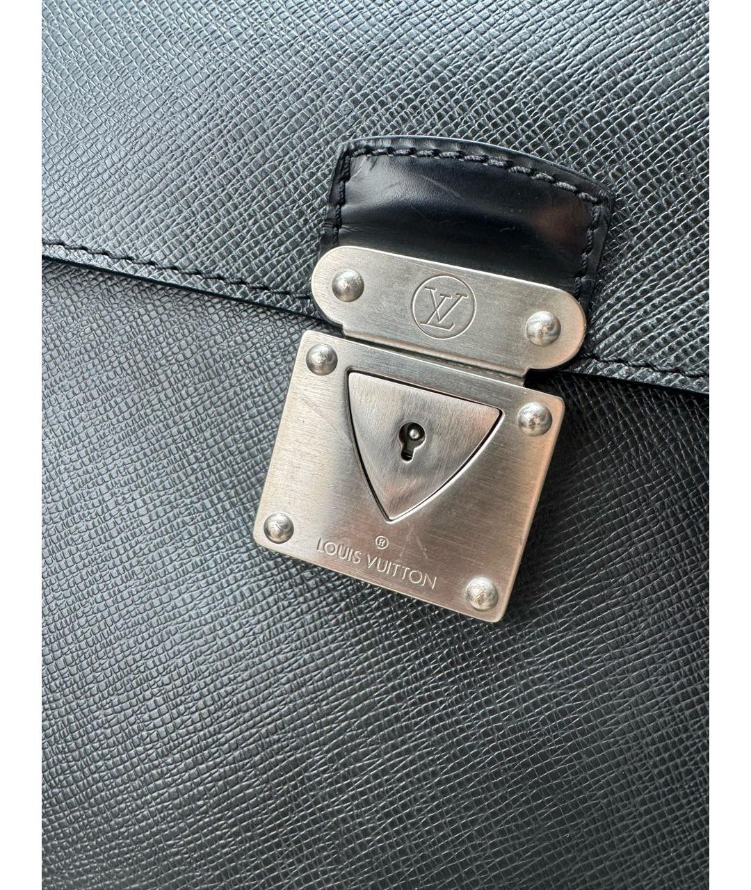 LOUIS VUITTON Черный кожаный портфель, фото 3