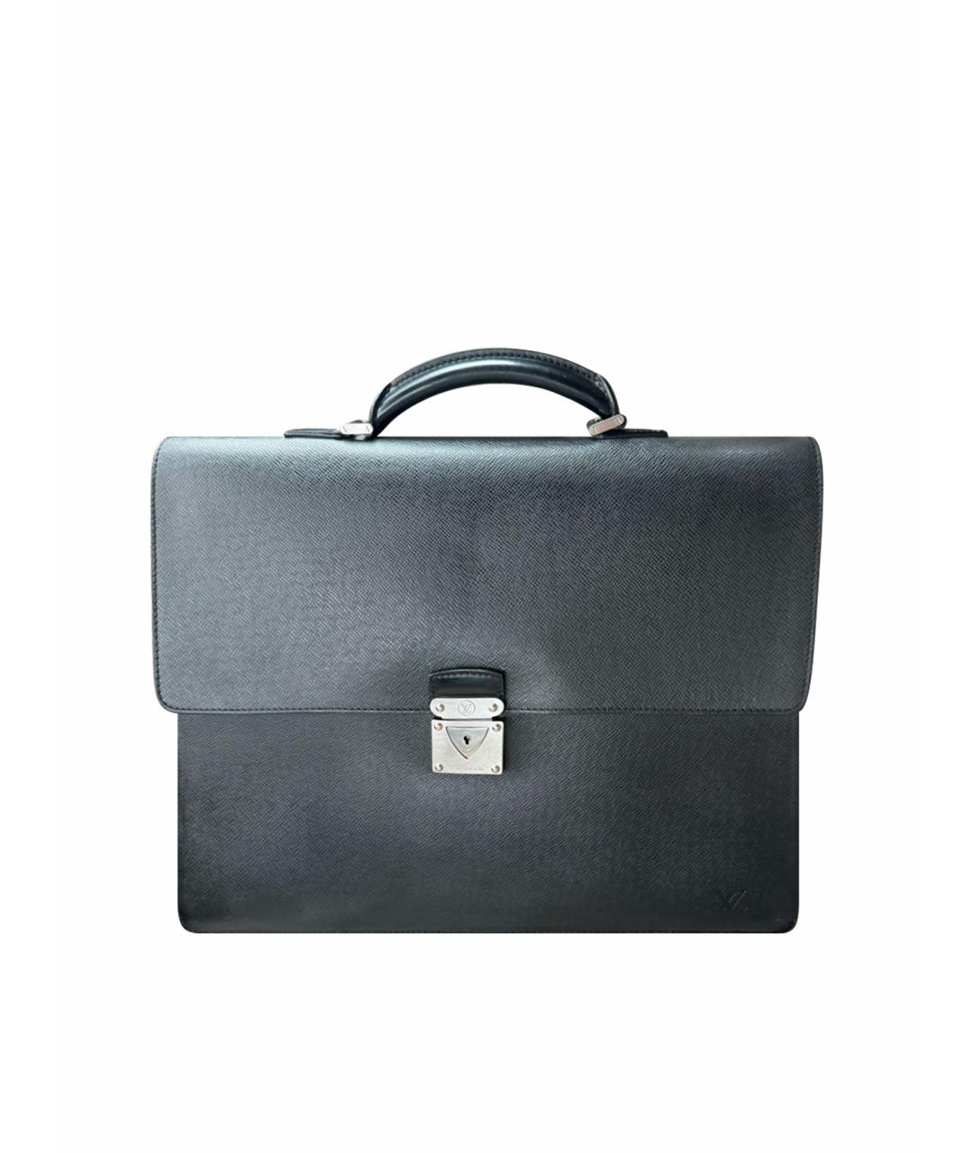 LOUIS VUITTON Черный кожаный портфель, фото 1