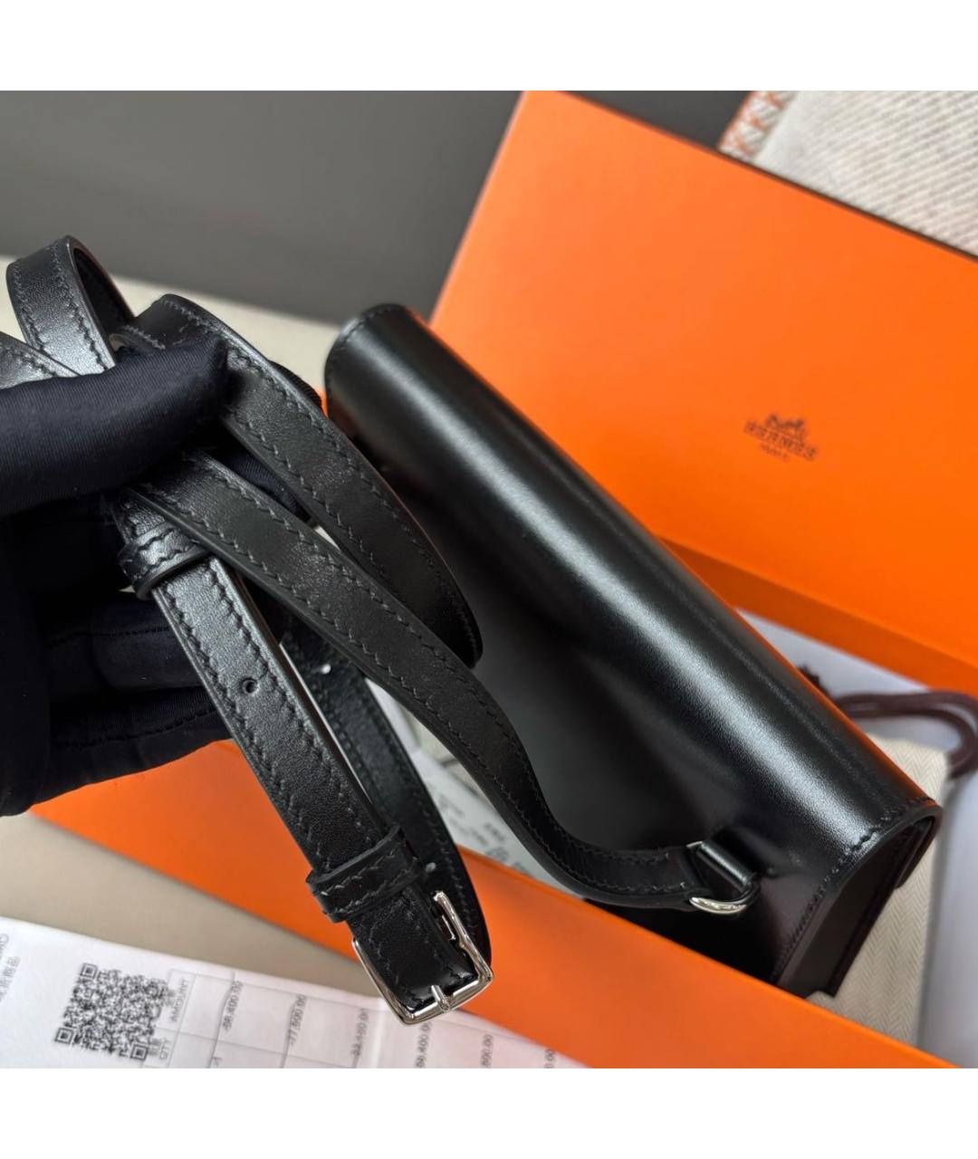 HERMES Черная кожаная сумка через плечо, фото 6