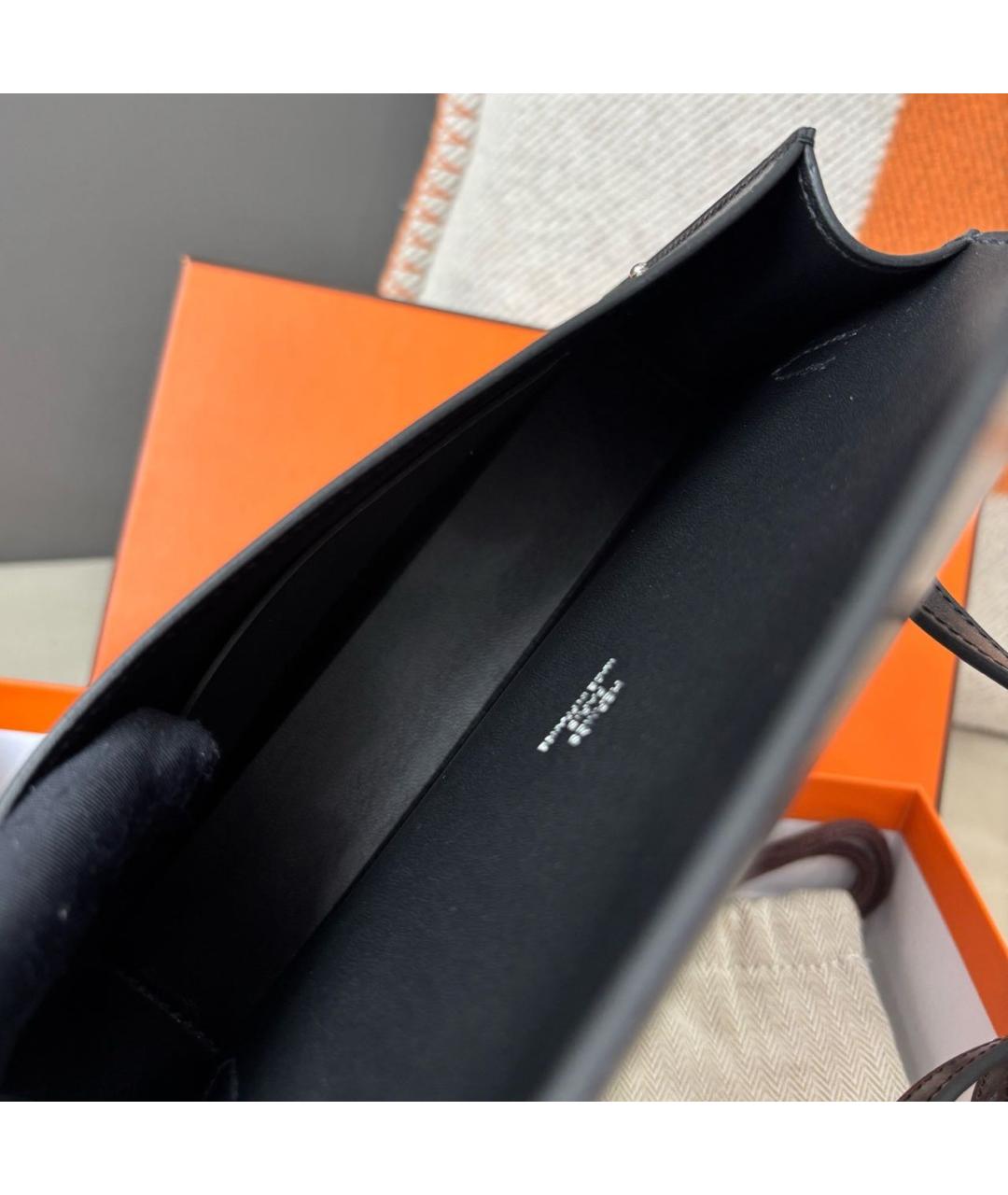 HERMES Черная кожаная сумка через плечо, фото 7