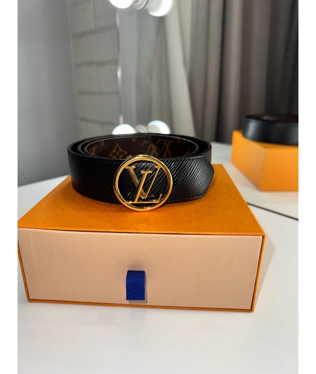 LOUIS VUITTON Черный ремень из искусственной кожи, фото 8
